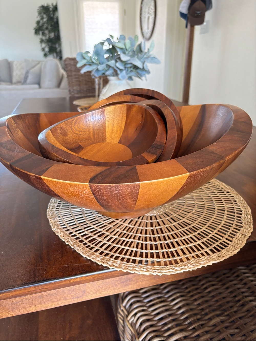 Nambe Multi-Tone Wooden Nested Serving Bowls - Brown